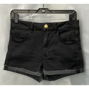 American Eagle Hi-Rise Shortie Sz 8 Super Super Stretch Black Denim Shorts